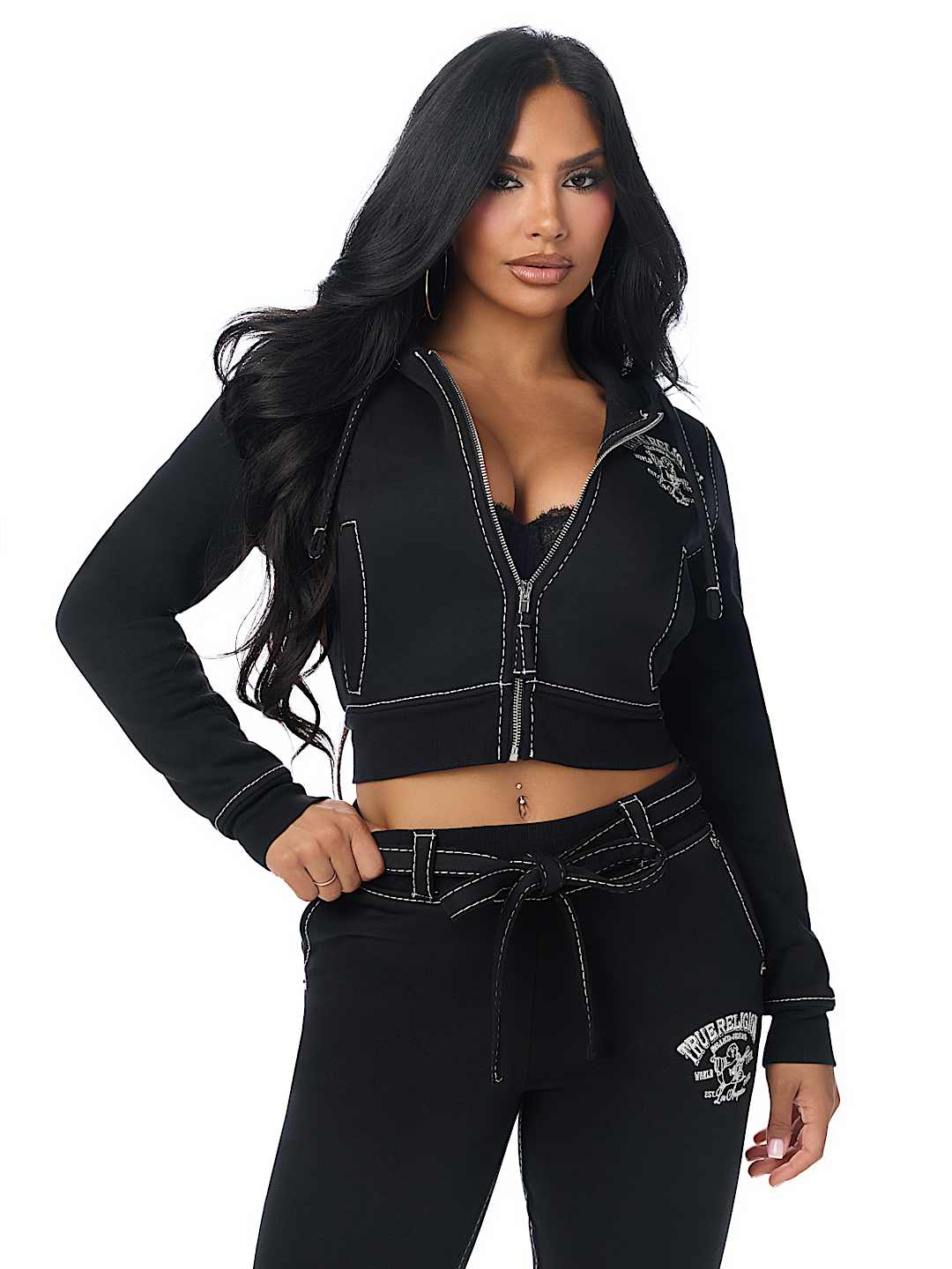 CRYSTAL BUDDHA BIG T SHRUNKEN ZIP HOODIE