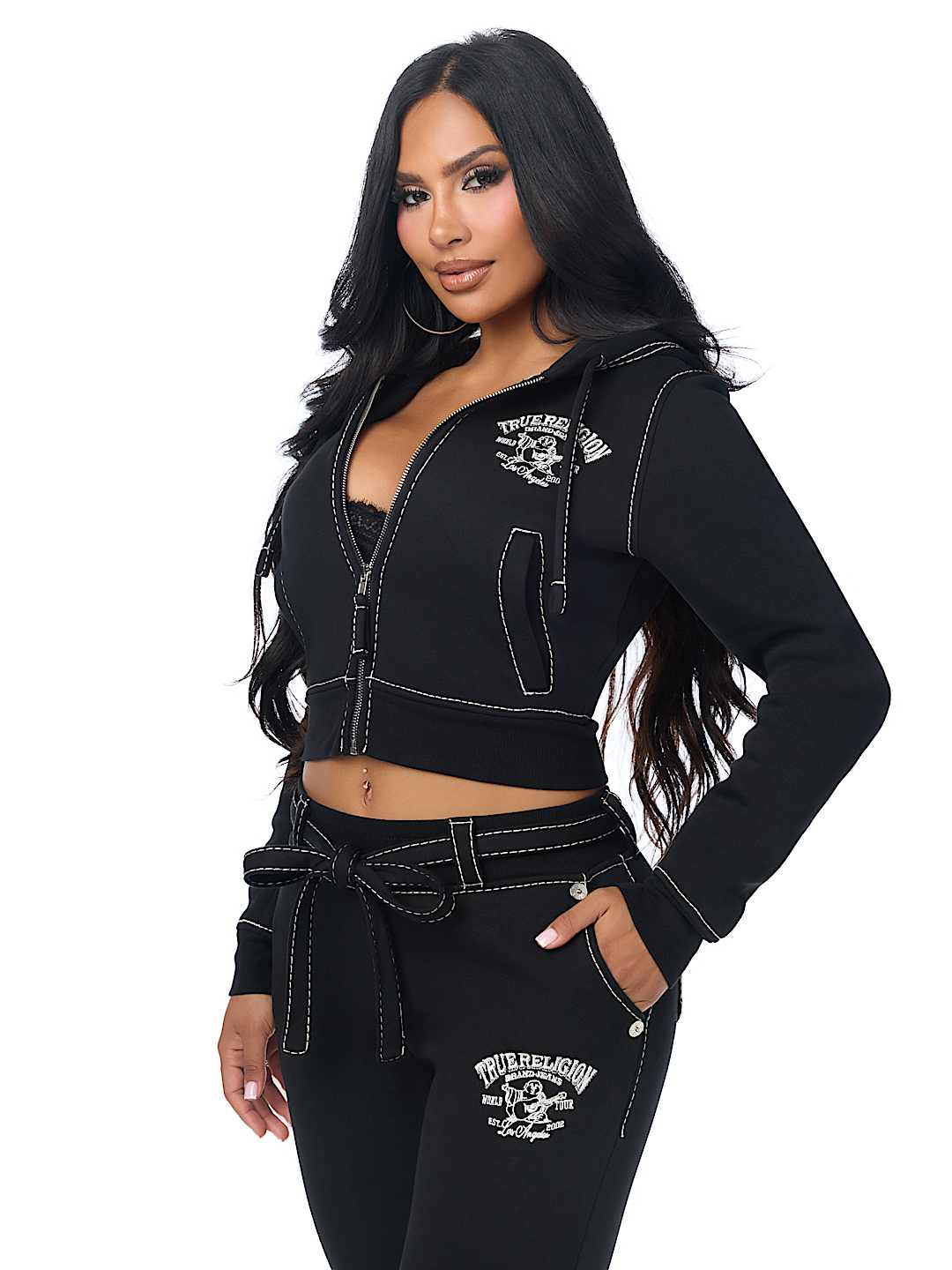 CRYSTAL BUDDHA BIG T SHRUNKEN ZIP HOODIE