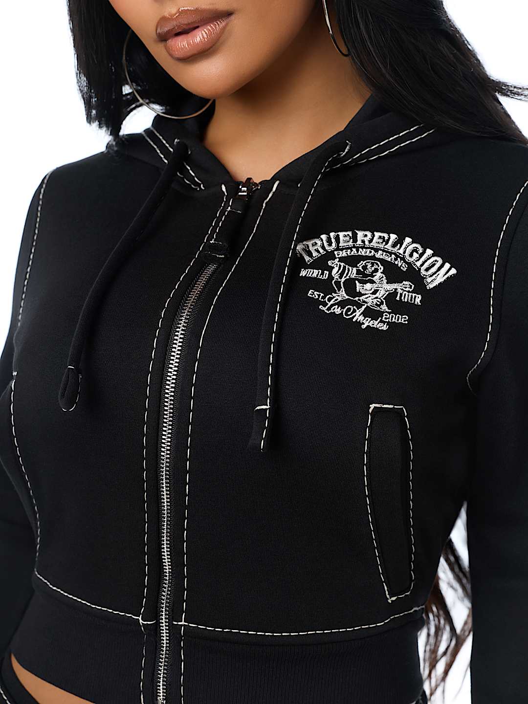 CRYSTAL BUDDHA BIG T SHRUNKEN ZIP HOODIE