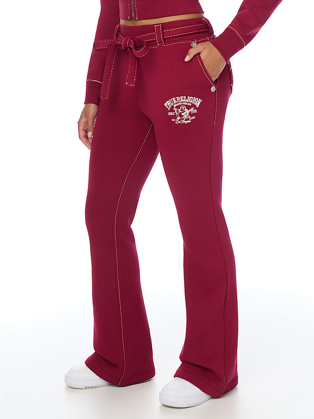 CRYSTAL BIG T FRONT TIE BOOTCUT SWEATPANT