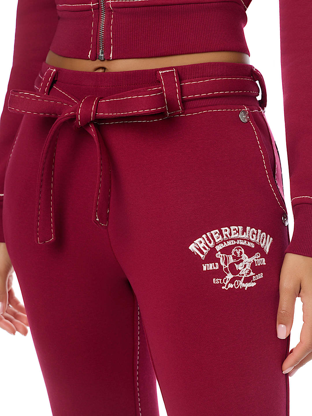 CRYSTAL BIG T FRONT TIE BOOTCUT SWEATPANT