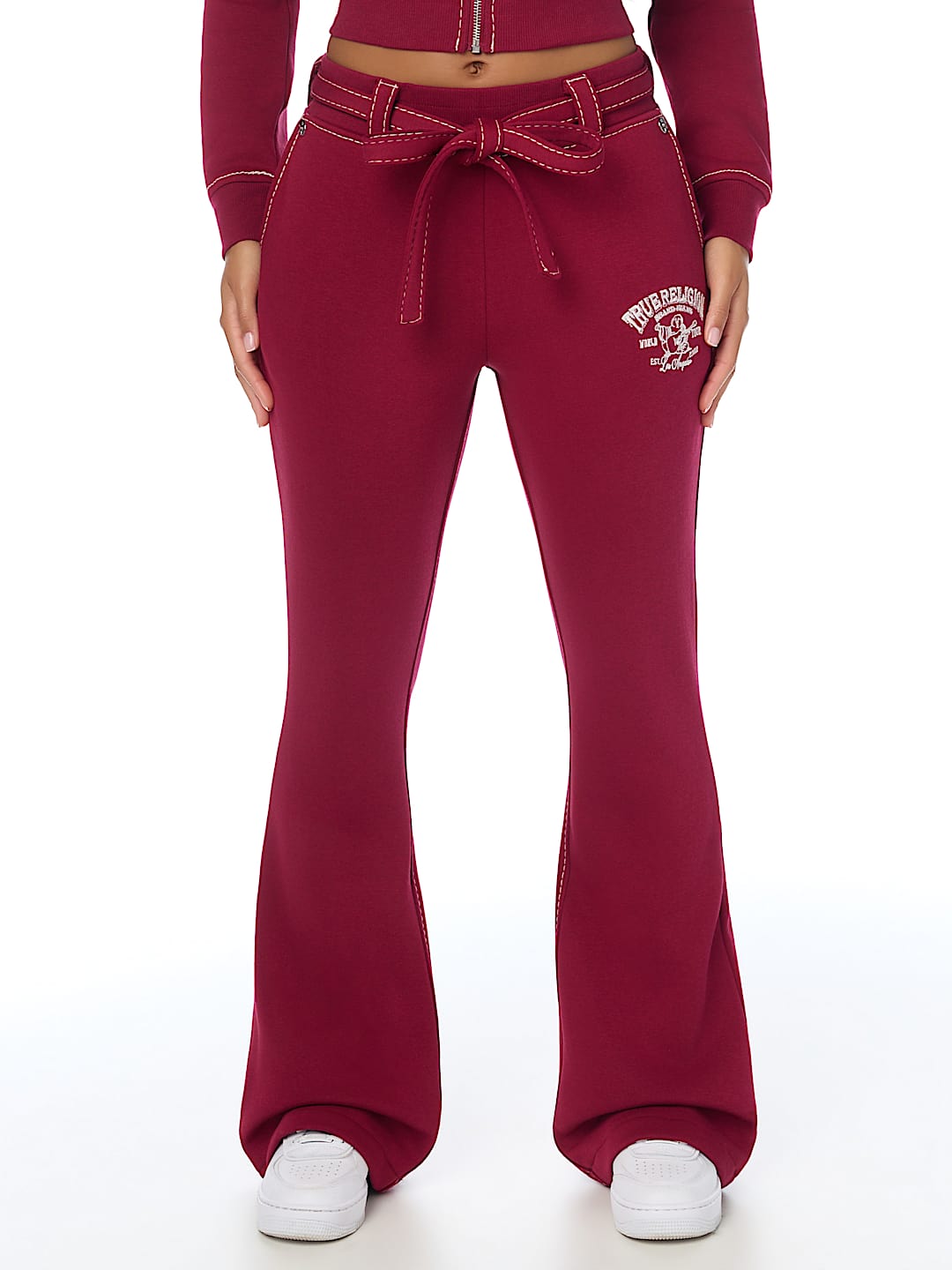 CRYSTAL BIG T FRONT TIE BOOTCUT SWEATPANT
