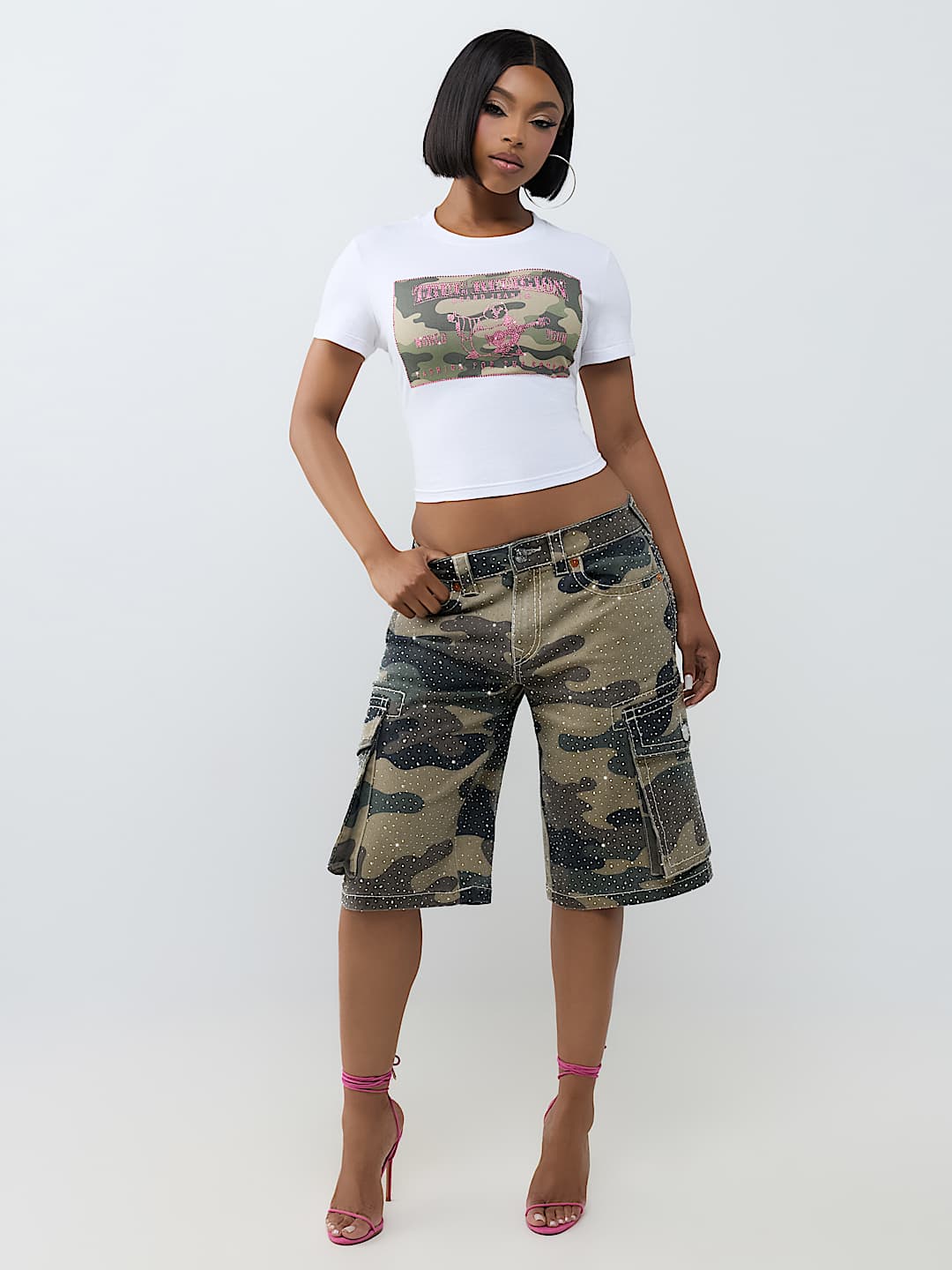 CRYSTAL WORLD TOUR CAMO BABY TEE