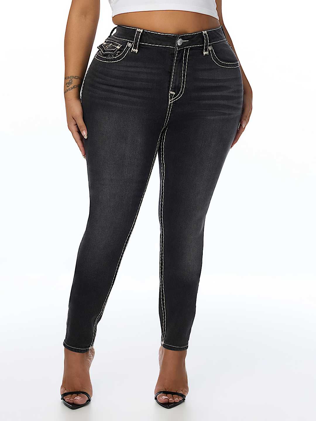 PLUS JENNIE MID RISE SUPER T CURVY SKINNY JEAN