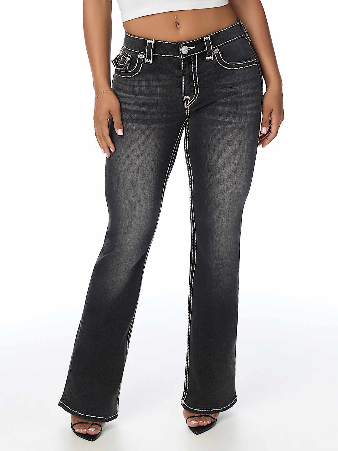 BECCA MID RISE SUPER T FLAP BOOTCUT JEAN