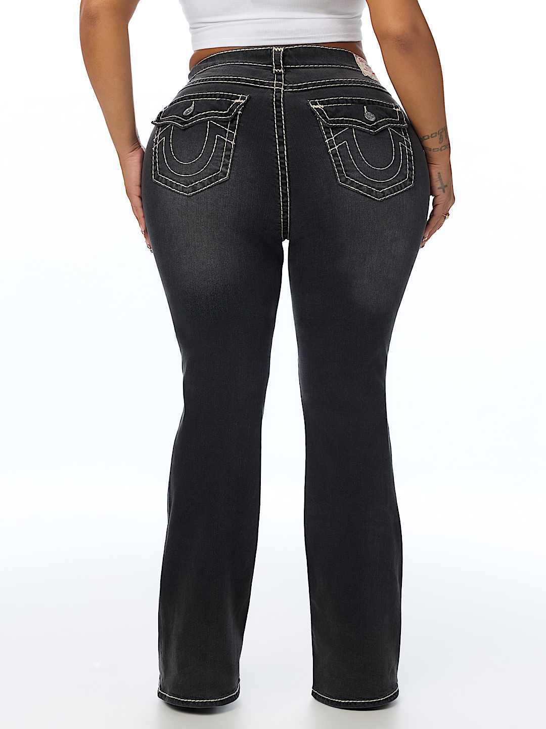 PLUS BECCA MID RISE SUPER T FLAP BOOTCUT JEAN