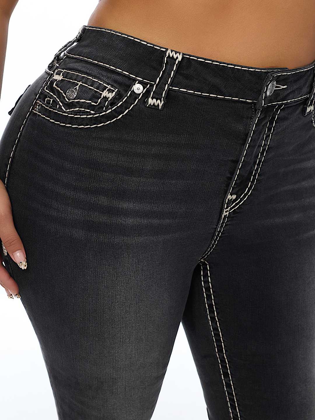 PLUS BECCA MID RISE SUPER T FLAP BOOTCUT JEAN