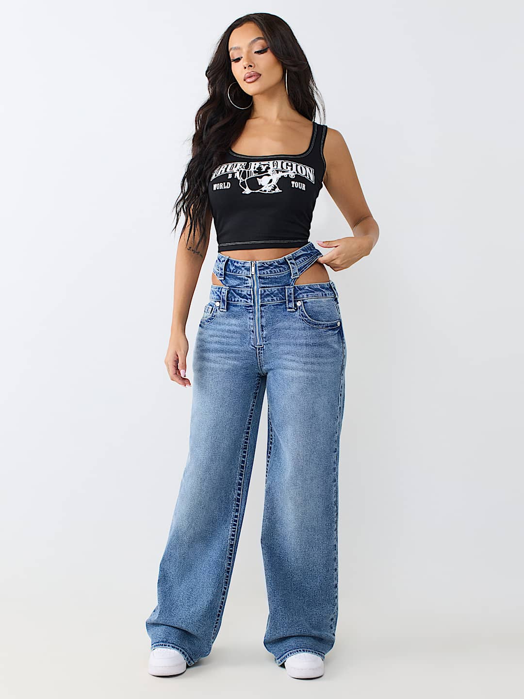 BOBBI CUT-OUT WAISTBAND BAGGY JEAN