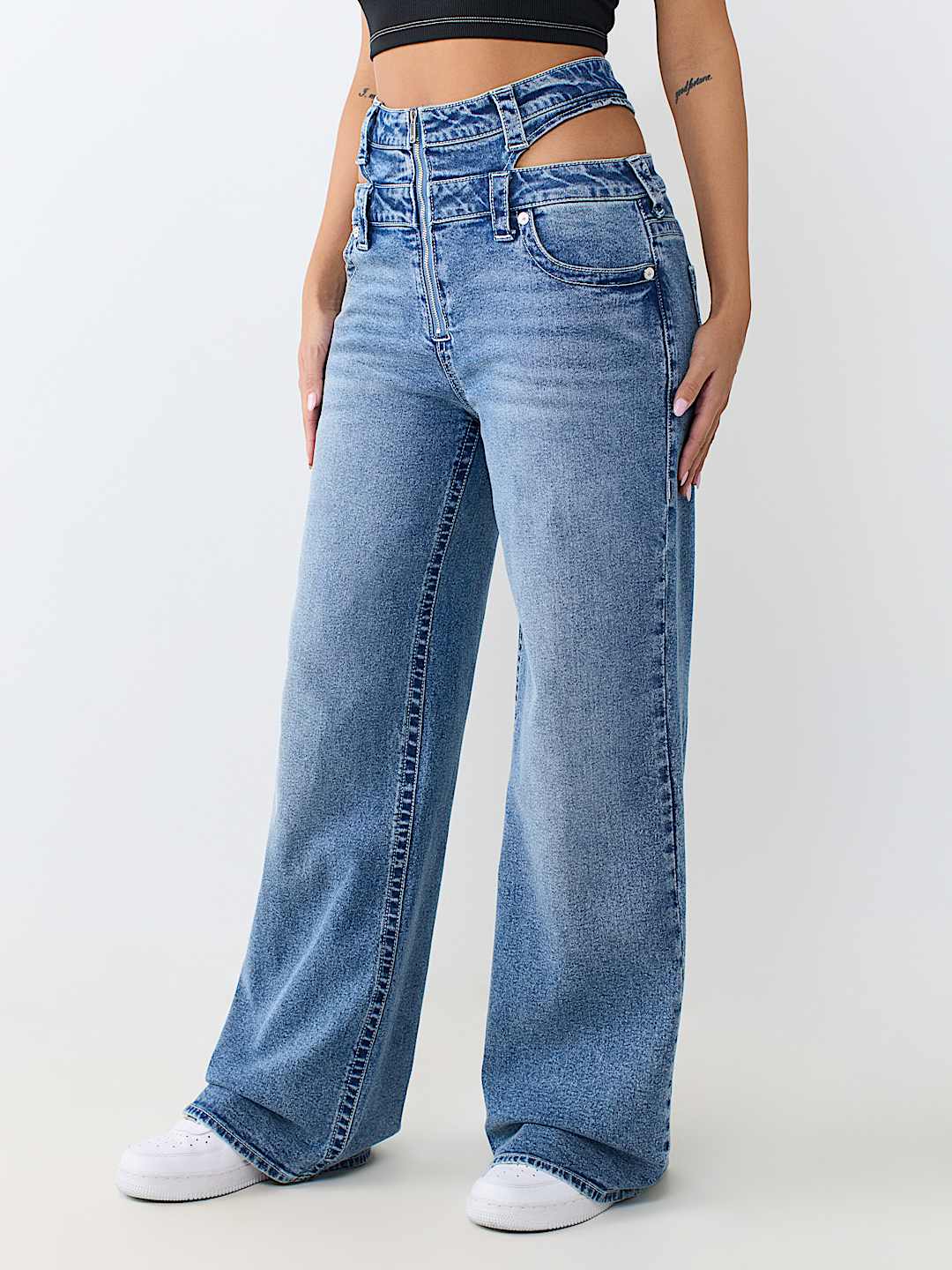 BOBBI CUT-OUT WAISTBAND BAGGY JEAN