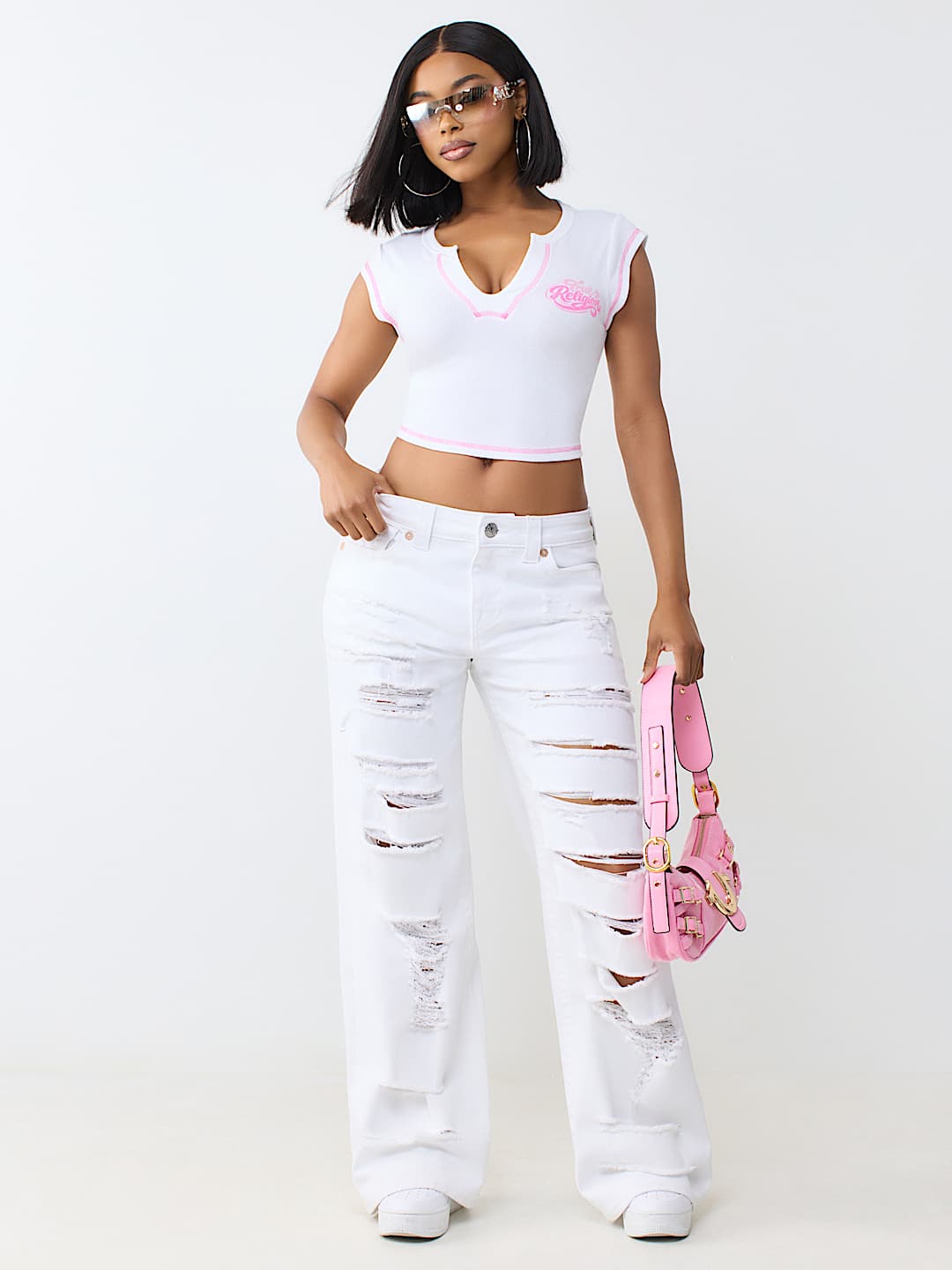 BOBBI MID RISE DESTROYED BAGGY FLAP JEAN