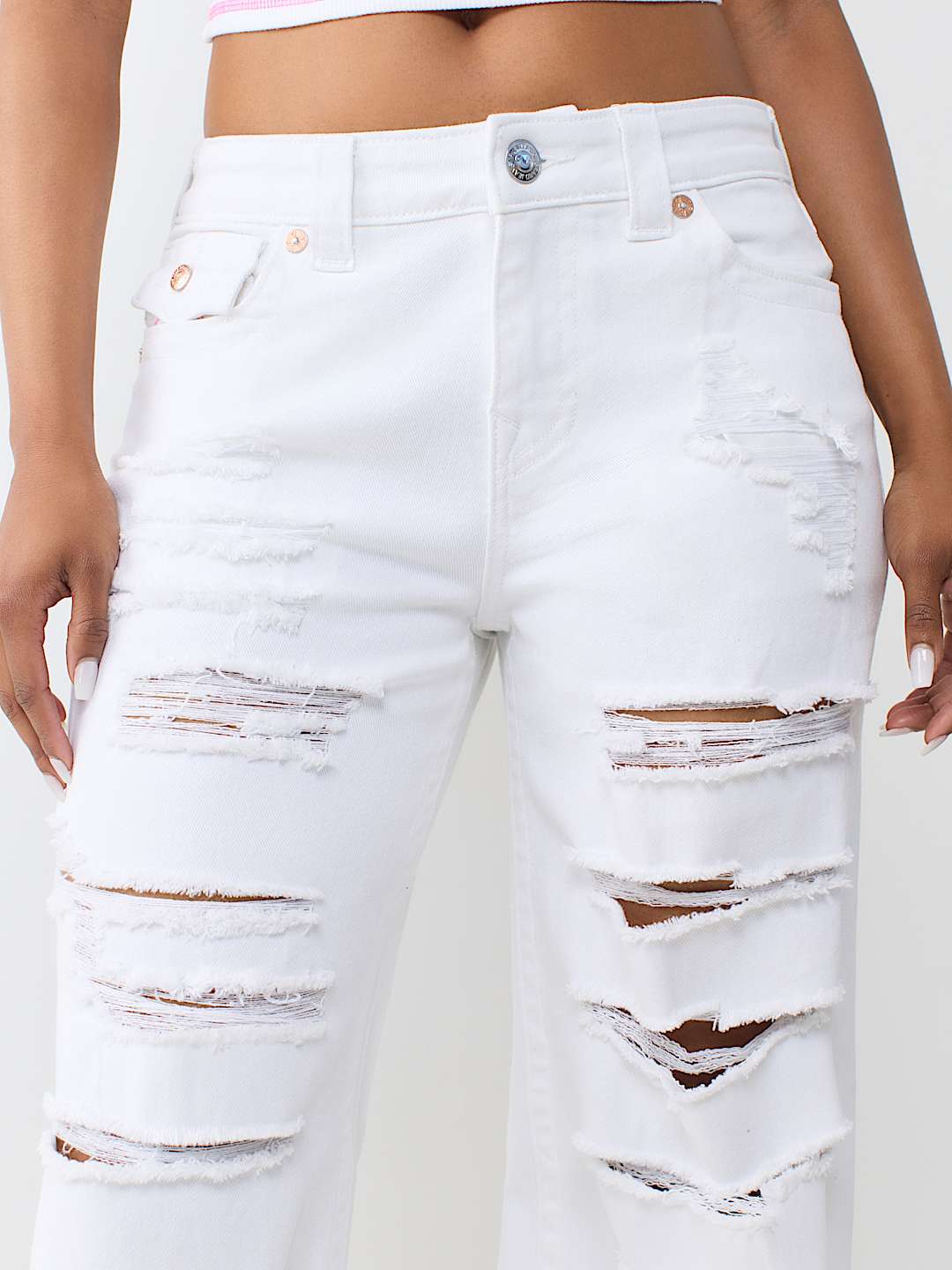 BOBBI MID RISE DESTROYED BAGGY FLAP JEAN