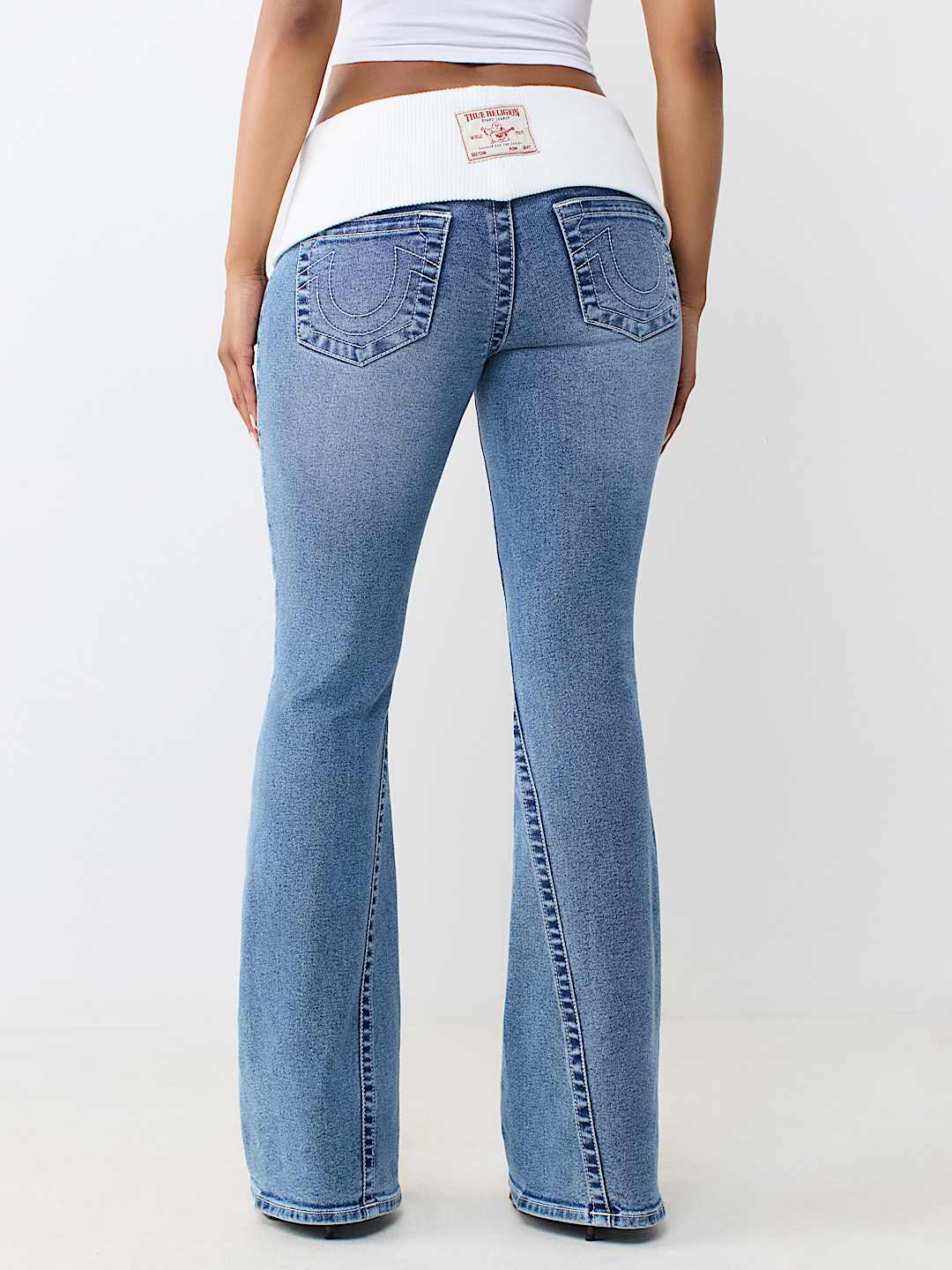 JOEY LOW RISE FOLDOVER RIBBED WAISTBAND FLARE JEAN