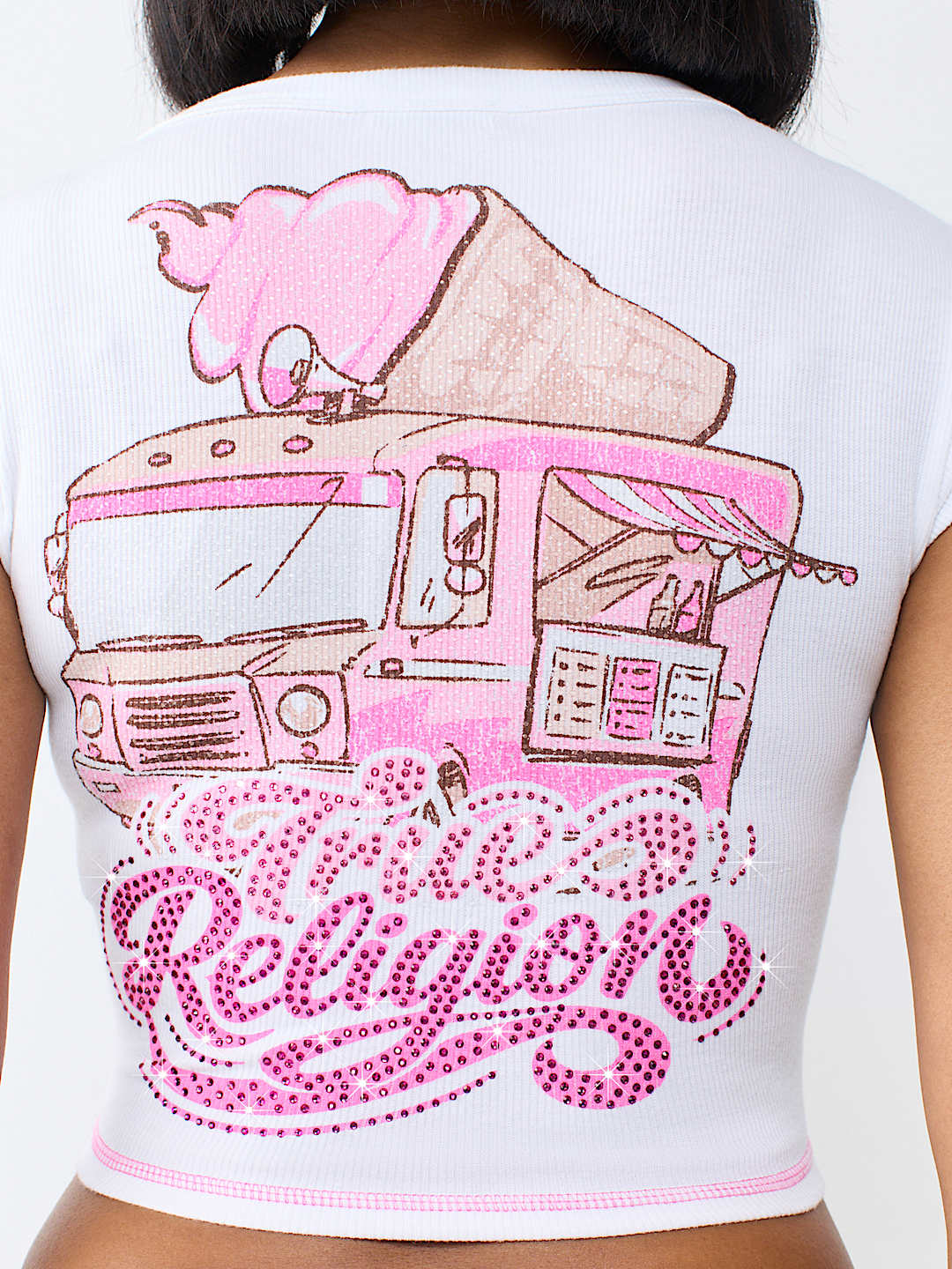 CRYSTAL ICE CREAM RIBBED NOTCH TEE