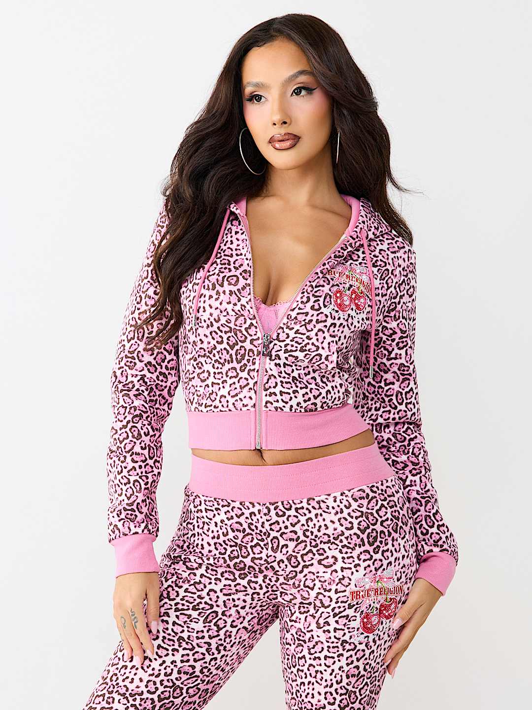CHERRY LEOPARD SHRUNKEN HOODIE