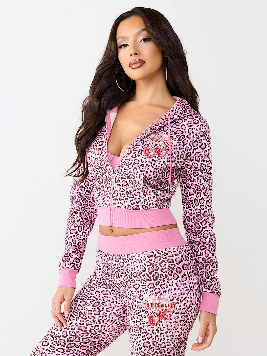 CHERRY LEOPARD SHRUNKEN HOODIE