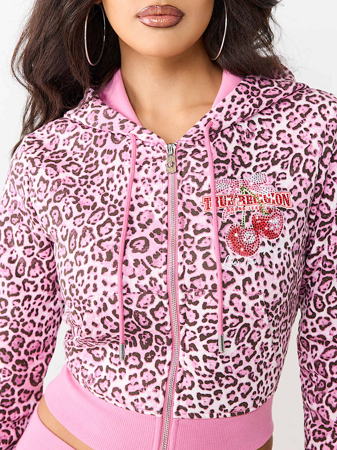 CHERRY LEOPARD SHRUNKEN HOODIE