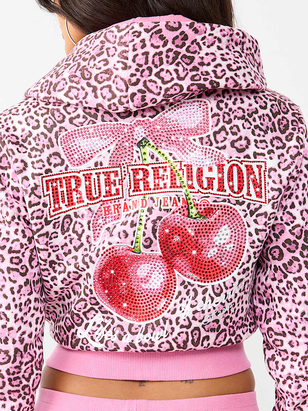 CHERRY LEOPARD SHRUNKEN HOODIE