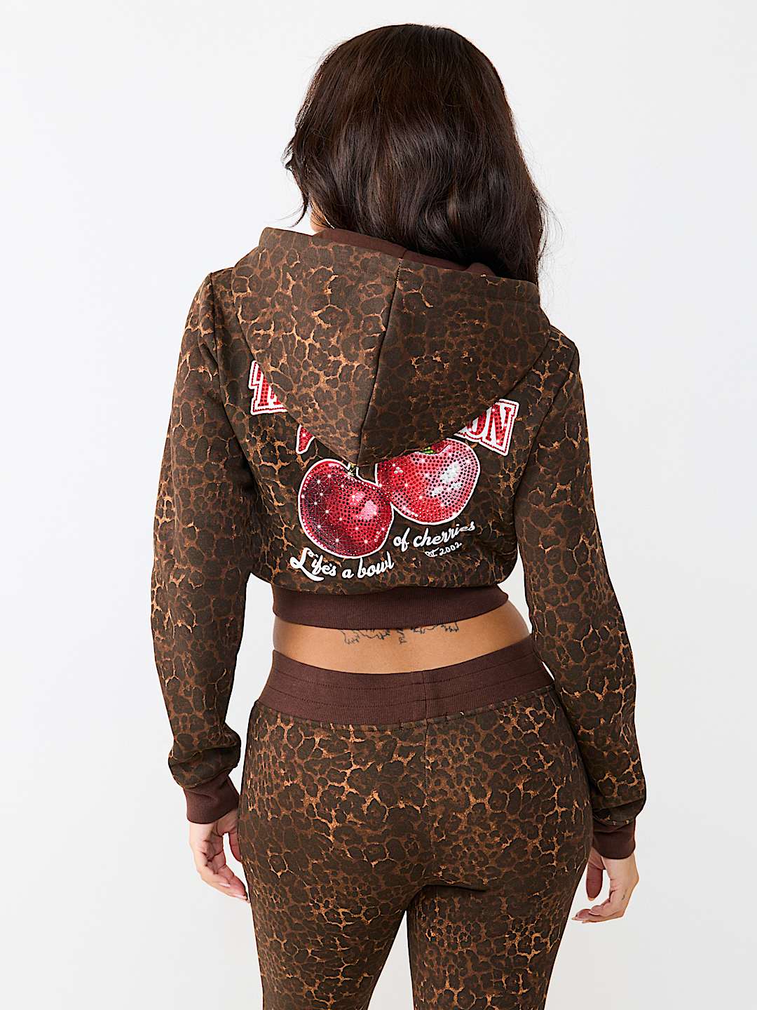 CHERRY LEOPARD SHRUNKEN HOODIE