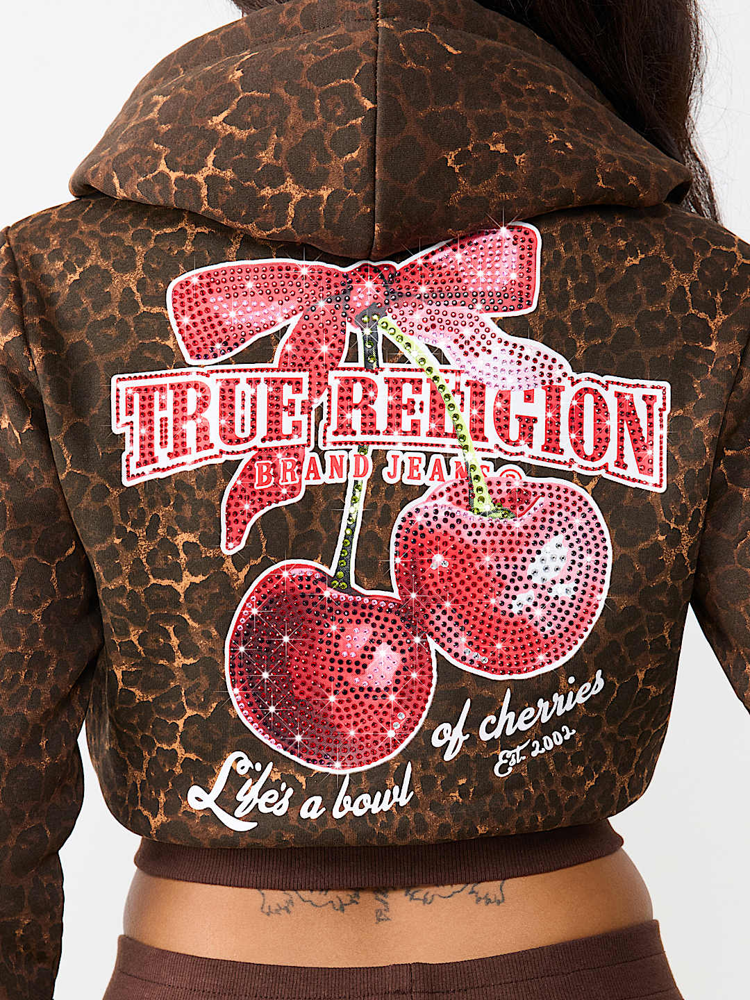 CHERRY LEOPARD SHRUNKEN HOODIE