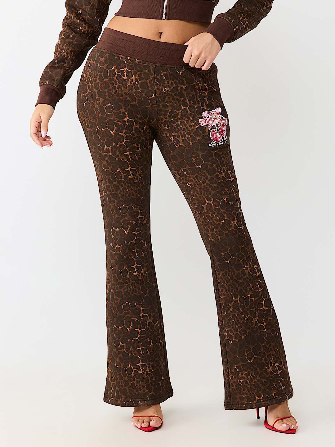 CHERRY LEOPARD BOOTCUT PANT