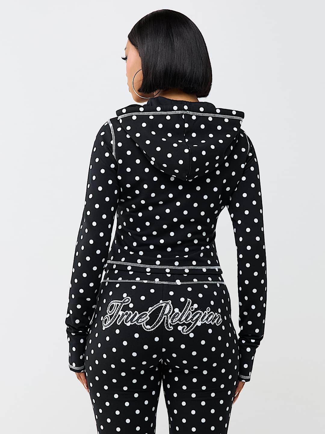POLKA DOT FITTED ZIP HOODIE