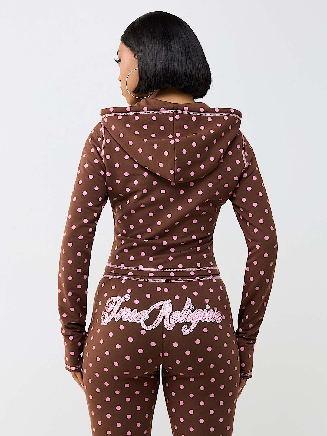 POLKA DOT FITTED ZIP HOODIE