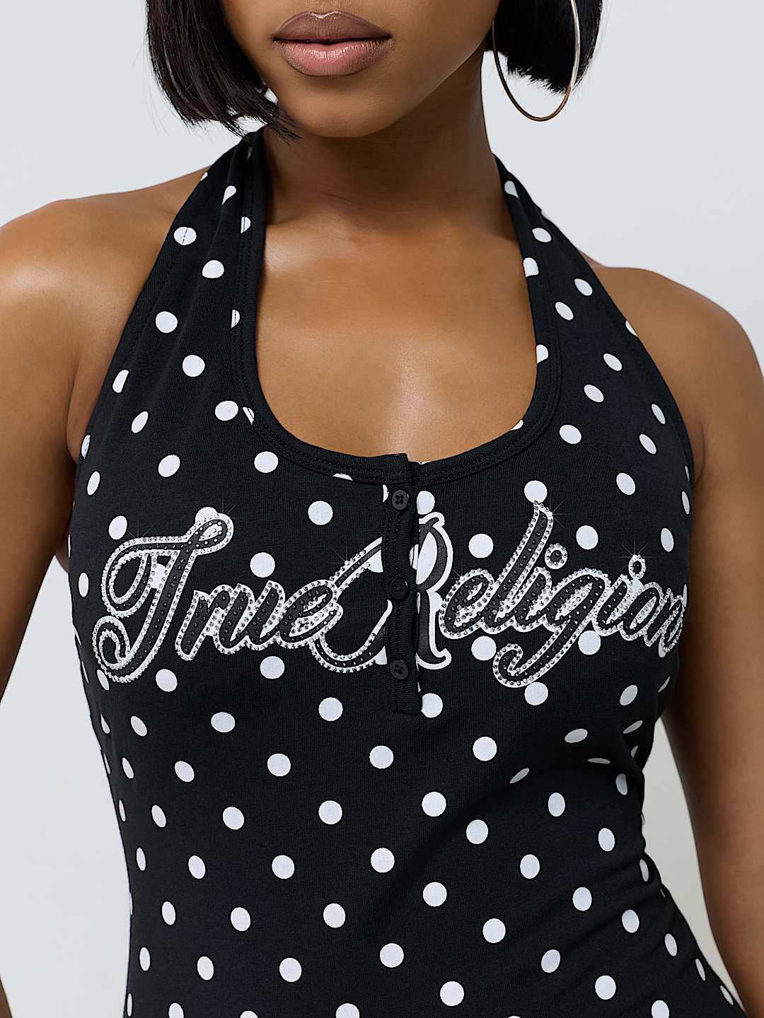 LOGO PLEATED MINI DRESS