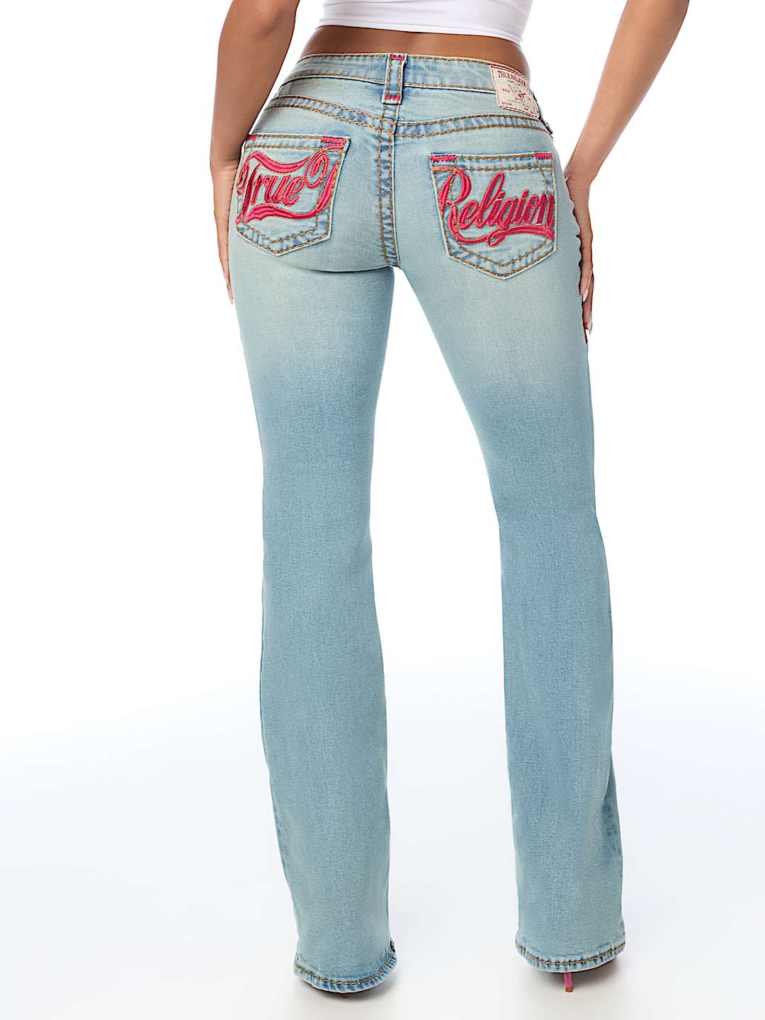 BECCA LOW RISE EMBROIDERED SUPER T BOOTCUT JEAN