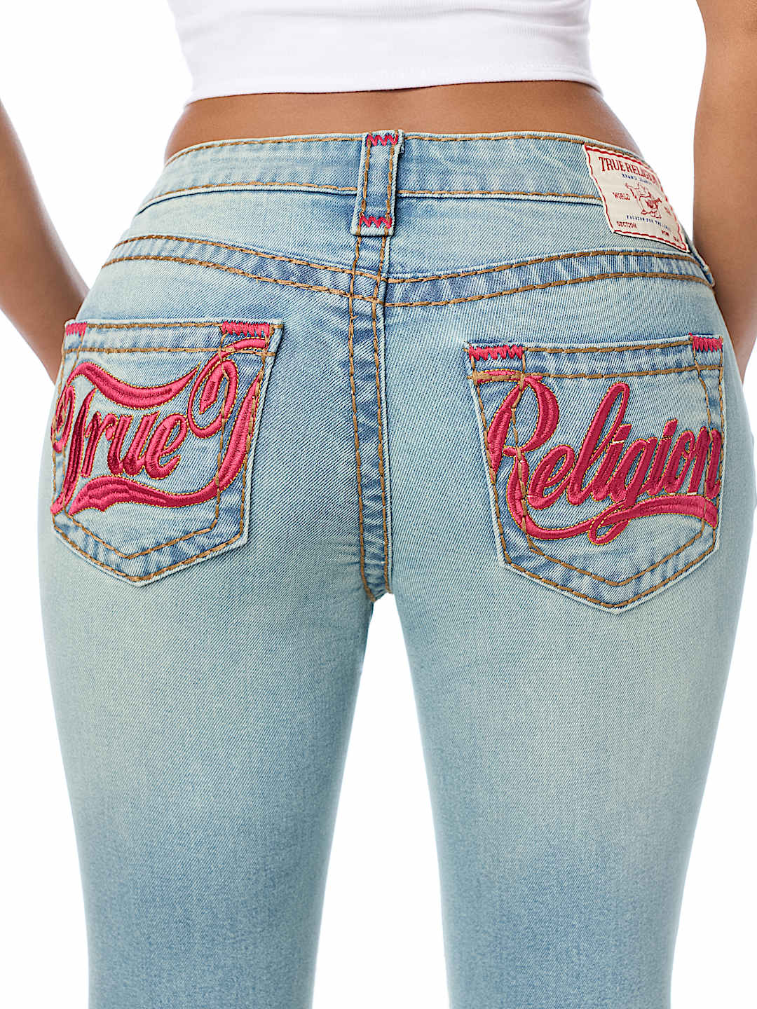 BECCA LOW RISE EMBROIDERED SUPER T BOOTCUT JEAN