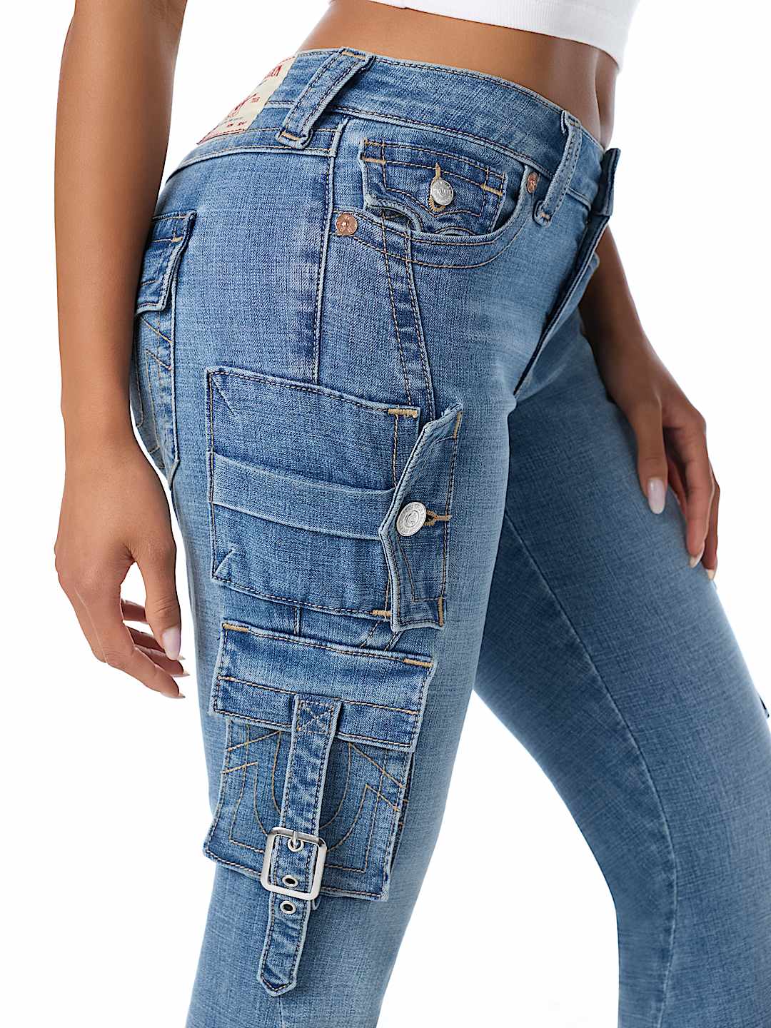 JOEY LOW RISE CARGO FLAP FLARE JEAN