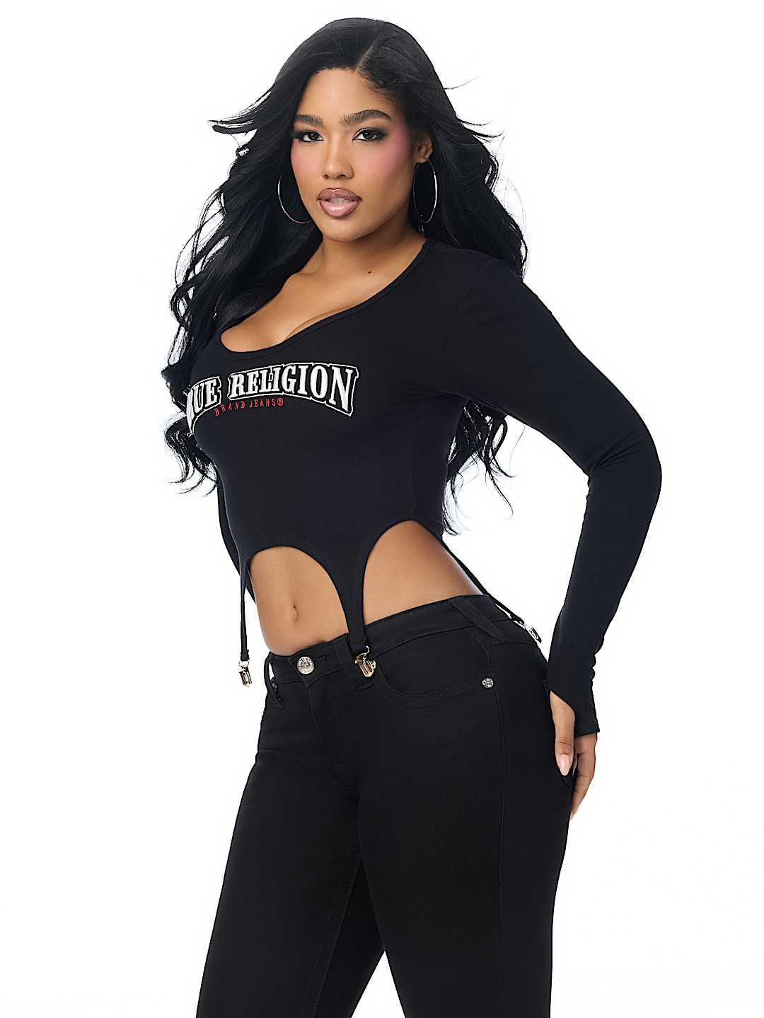 EMBROIDERED RIBBED GARTER TOP