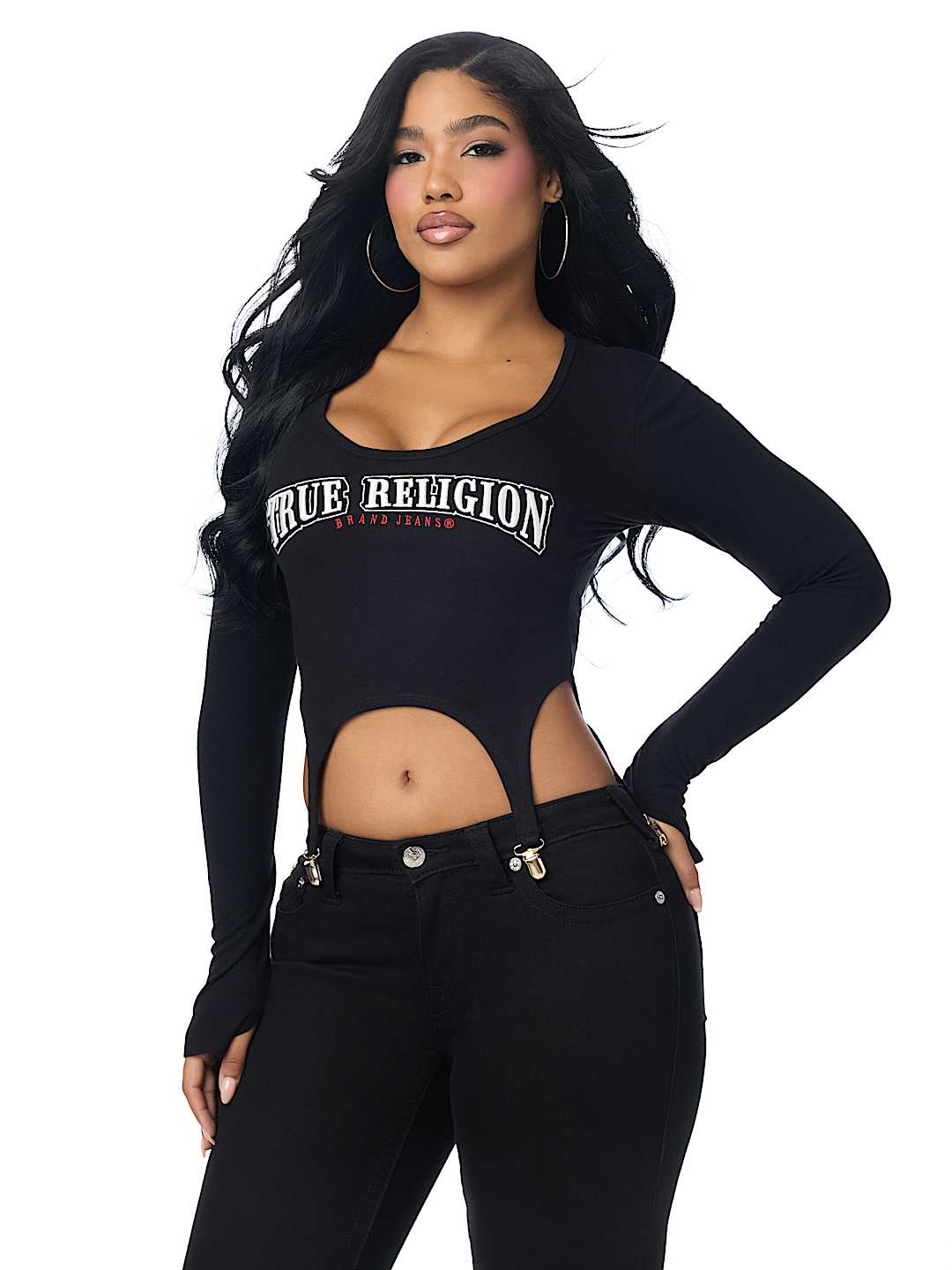 EMBROIDERED RIBBED GARTER TOP