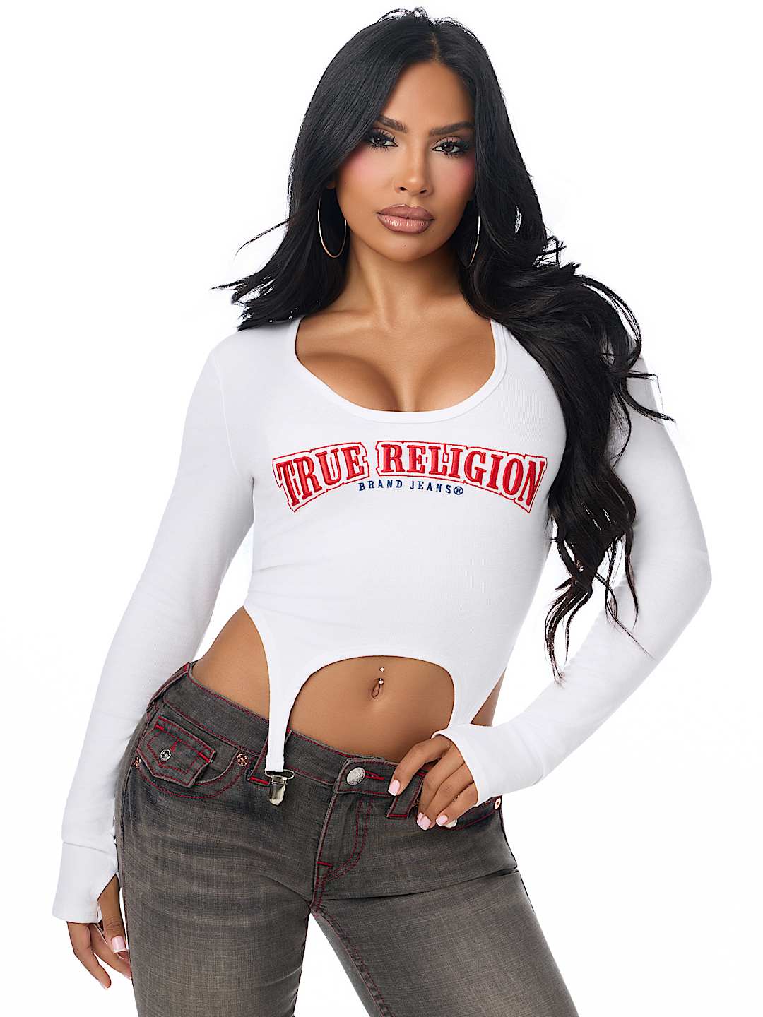 EMBROIDERED RIBBED GARTER TOP