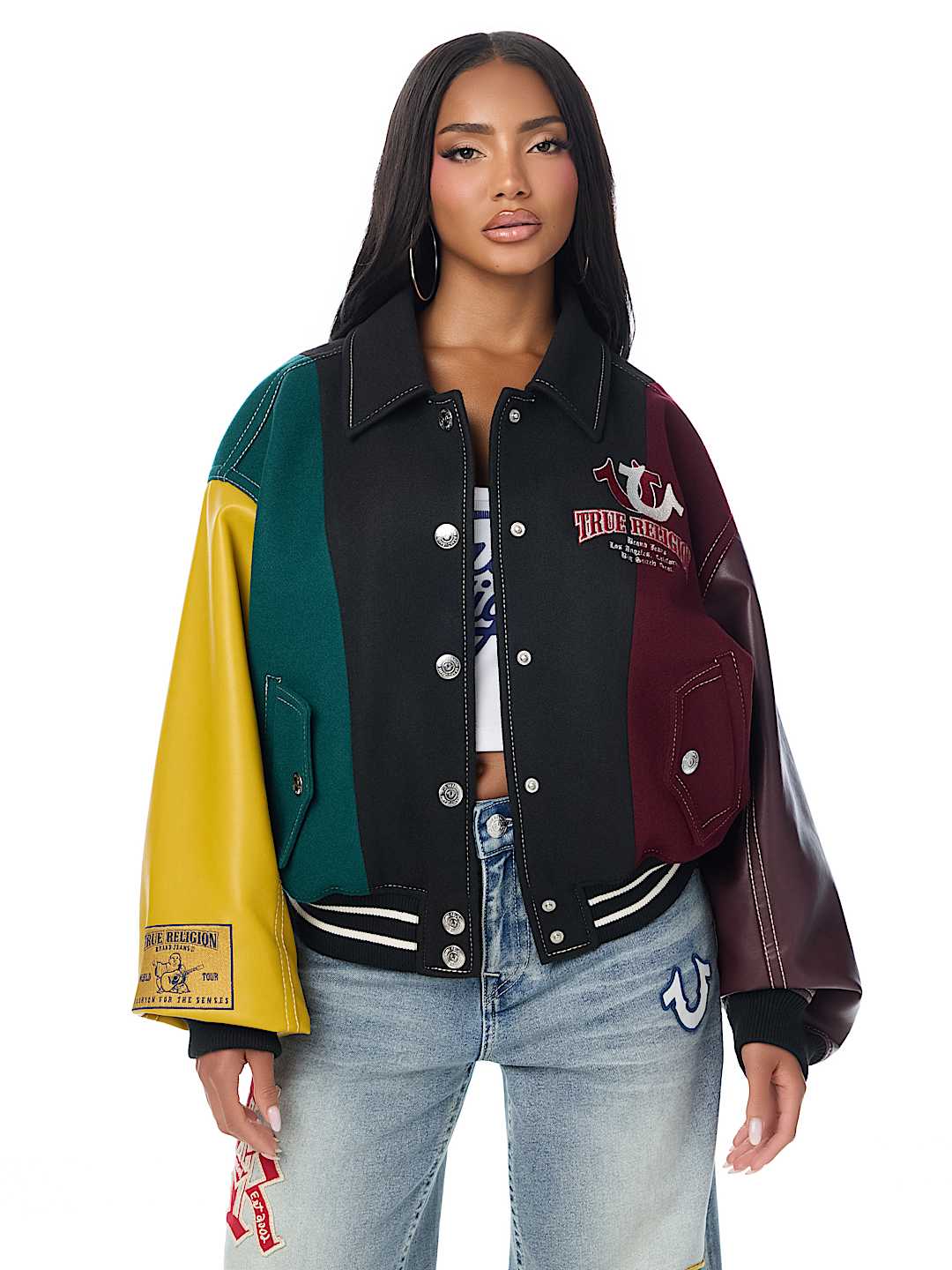 BLOUSON UNIVERSITAIRE STYLE AVIATEUR SURDIMENSIONN&Eacute;