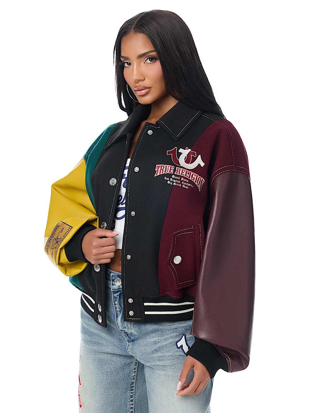 BLOUSON UNIVERSITAIRE STYLE AVIATEUR SURDIMENSIONN&Eacute;