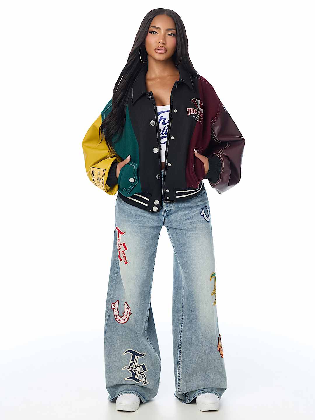 BLOUSON UNIVERSITAIRE STYLE AVIATEUR SURDIMENSIONN&Eacute;