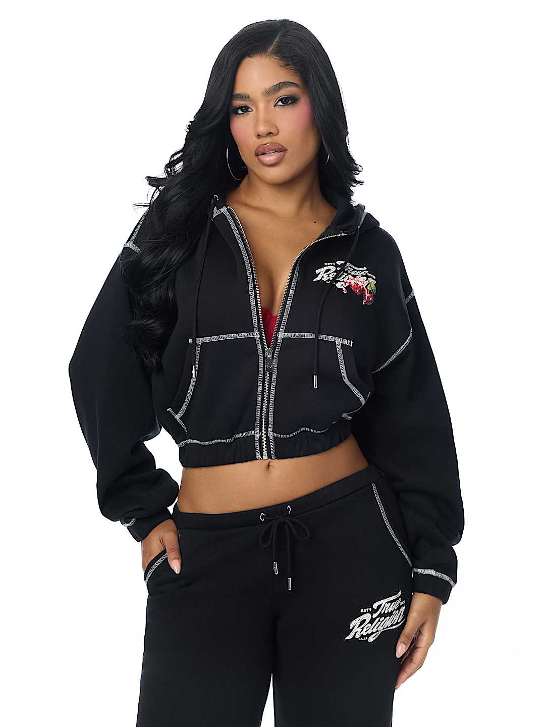 CRYSTAL CHERRY GIRLFRIEND ZIP HOODIE