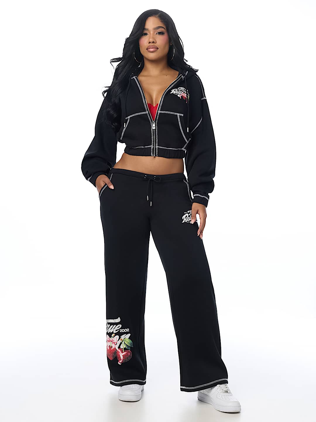 CRYSTAL CHERRY GIRLFRIEND ZIP HOODIE