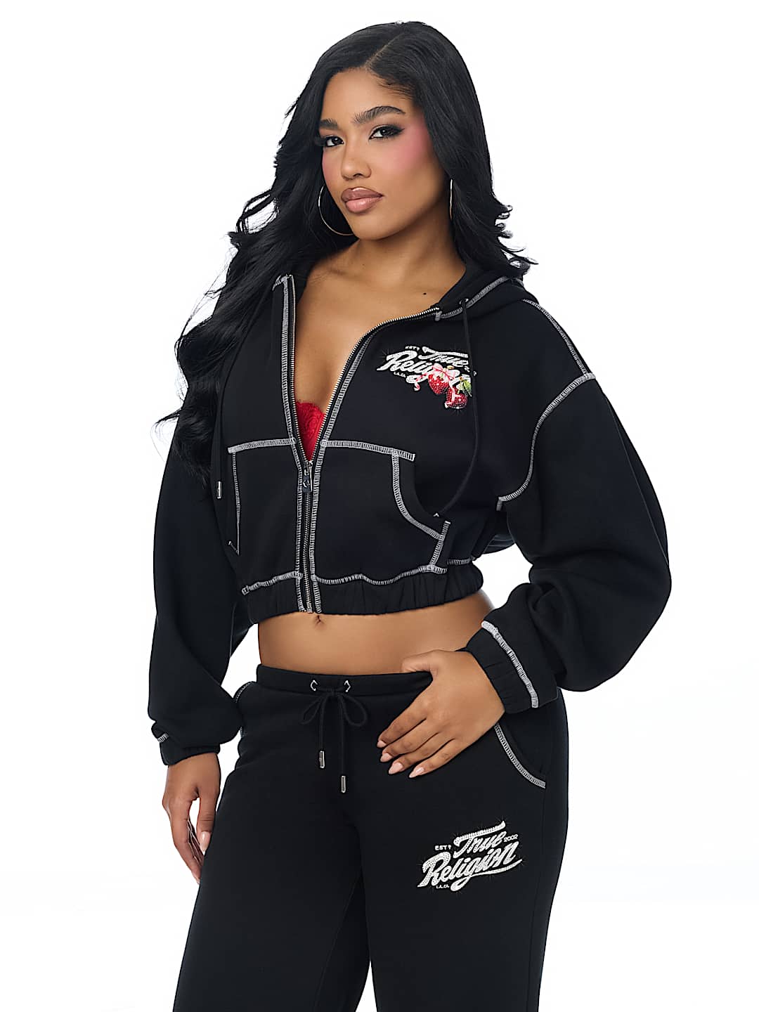 CRYSTAL CHERRY GIRLFRIEND ZIP HOODIE
