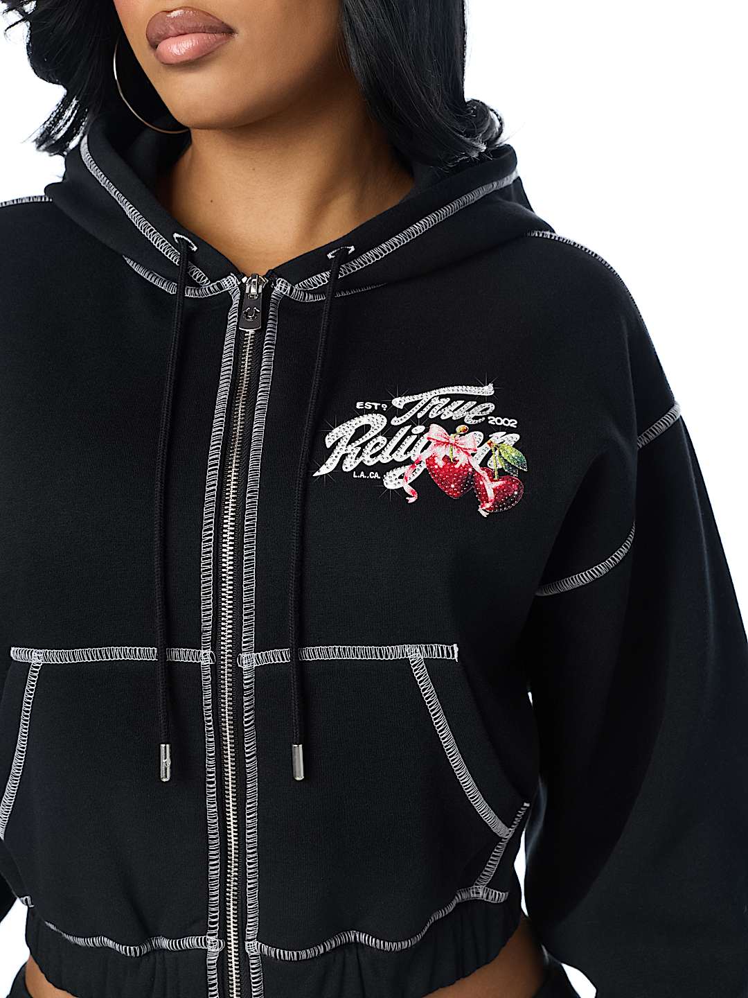 CRYSTAL CHERRY GIRLFRIEND ZIP HOODIE