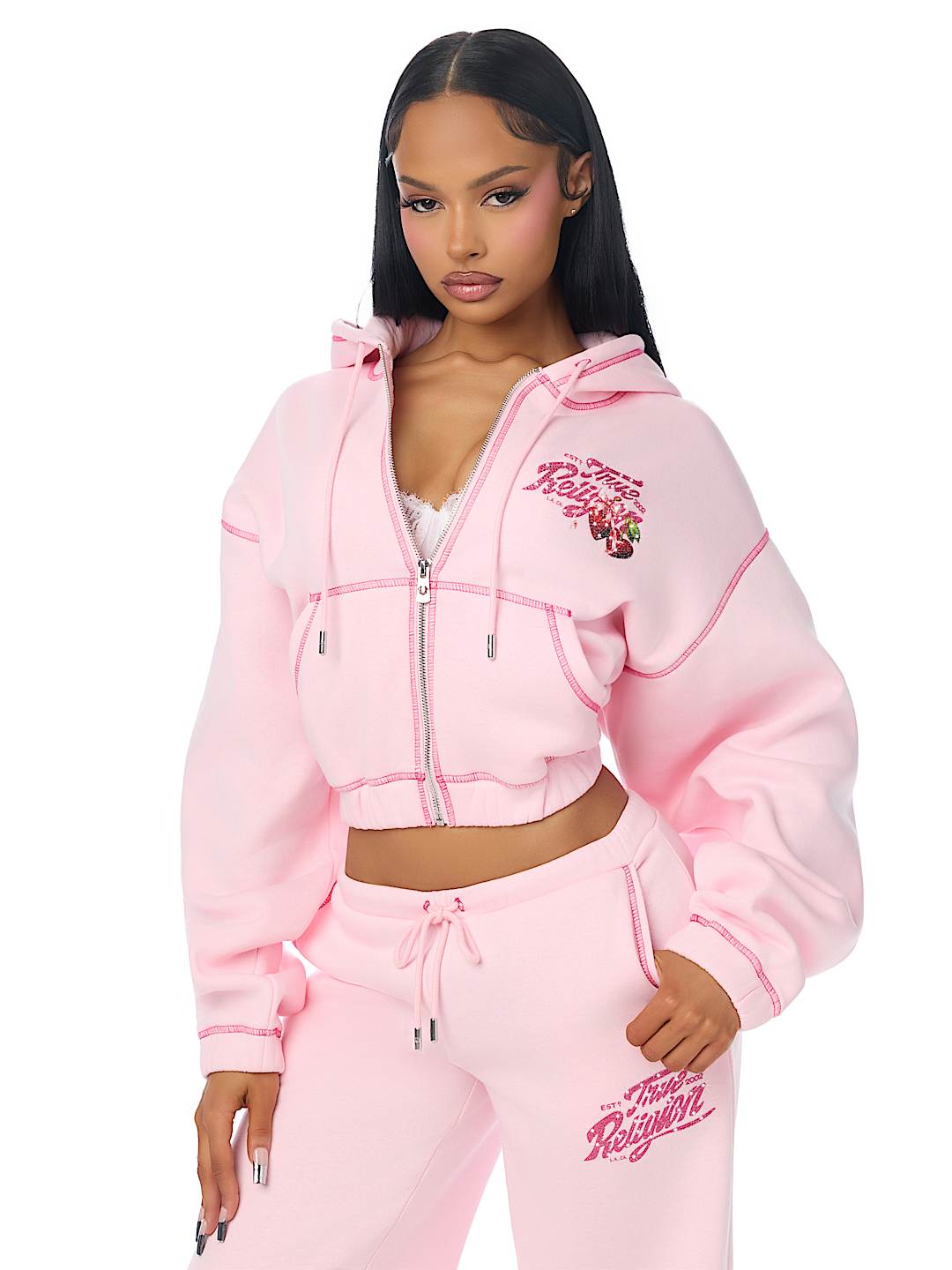 CRYSTAL CHERRY GIRLFRIEND ZIP HOODIE
