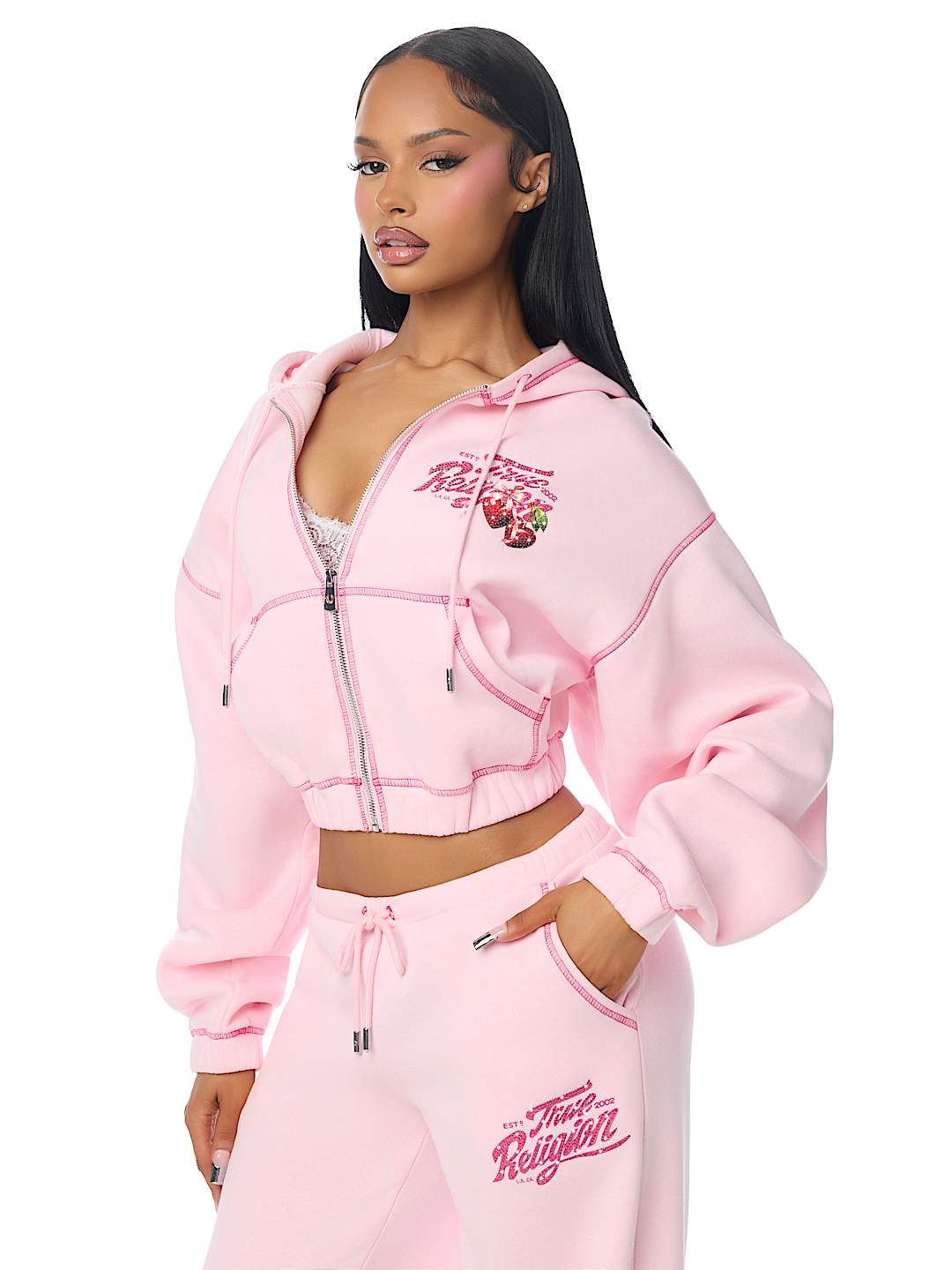 CRYSTAL CHERRY GIRLFRIEND ZIP HOODIE