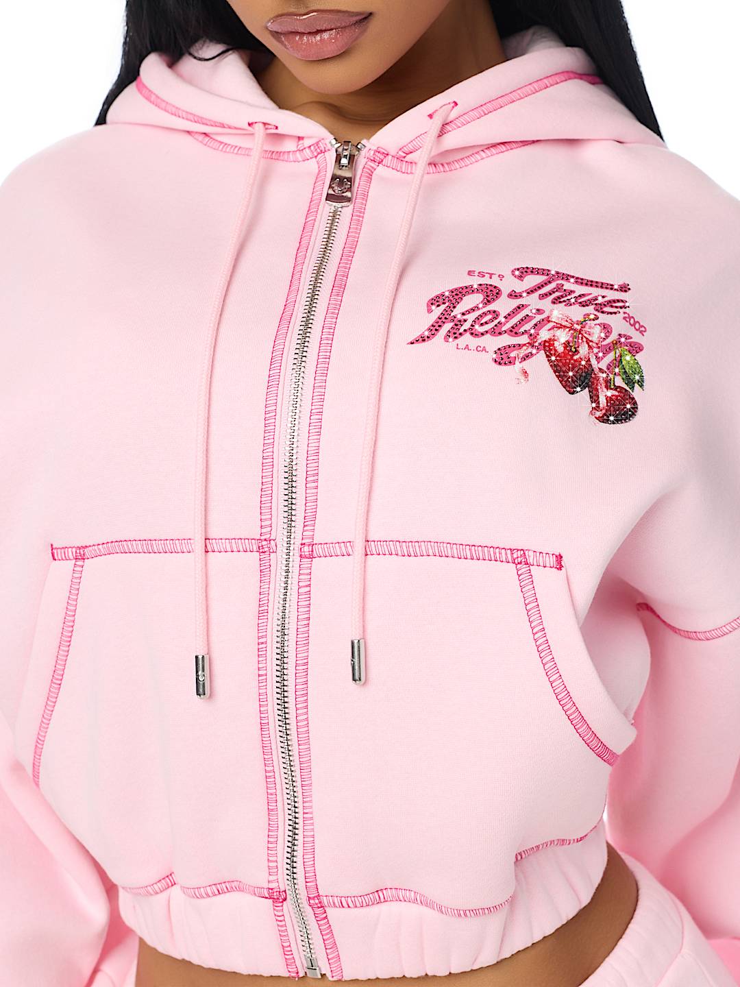 CRYSTAL CHERRY GIRLFRIEND ZIP HOODIE