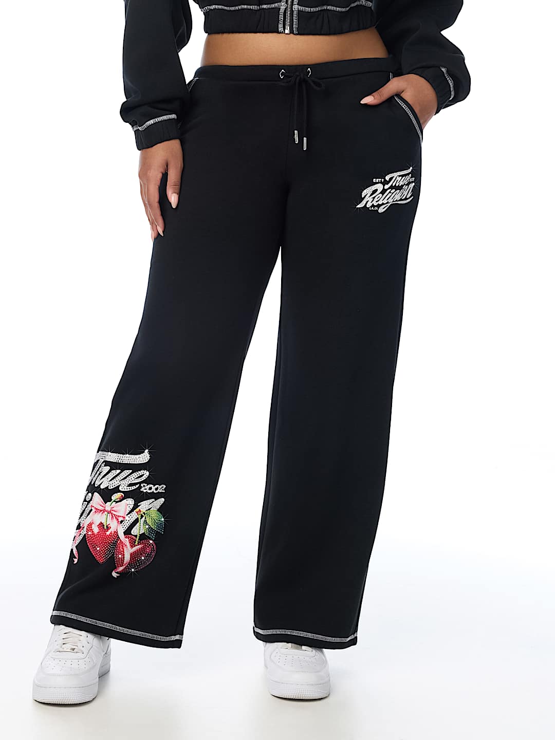 CRYSTAL CHERRY WIDE LEG SWEATPANT