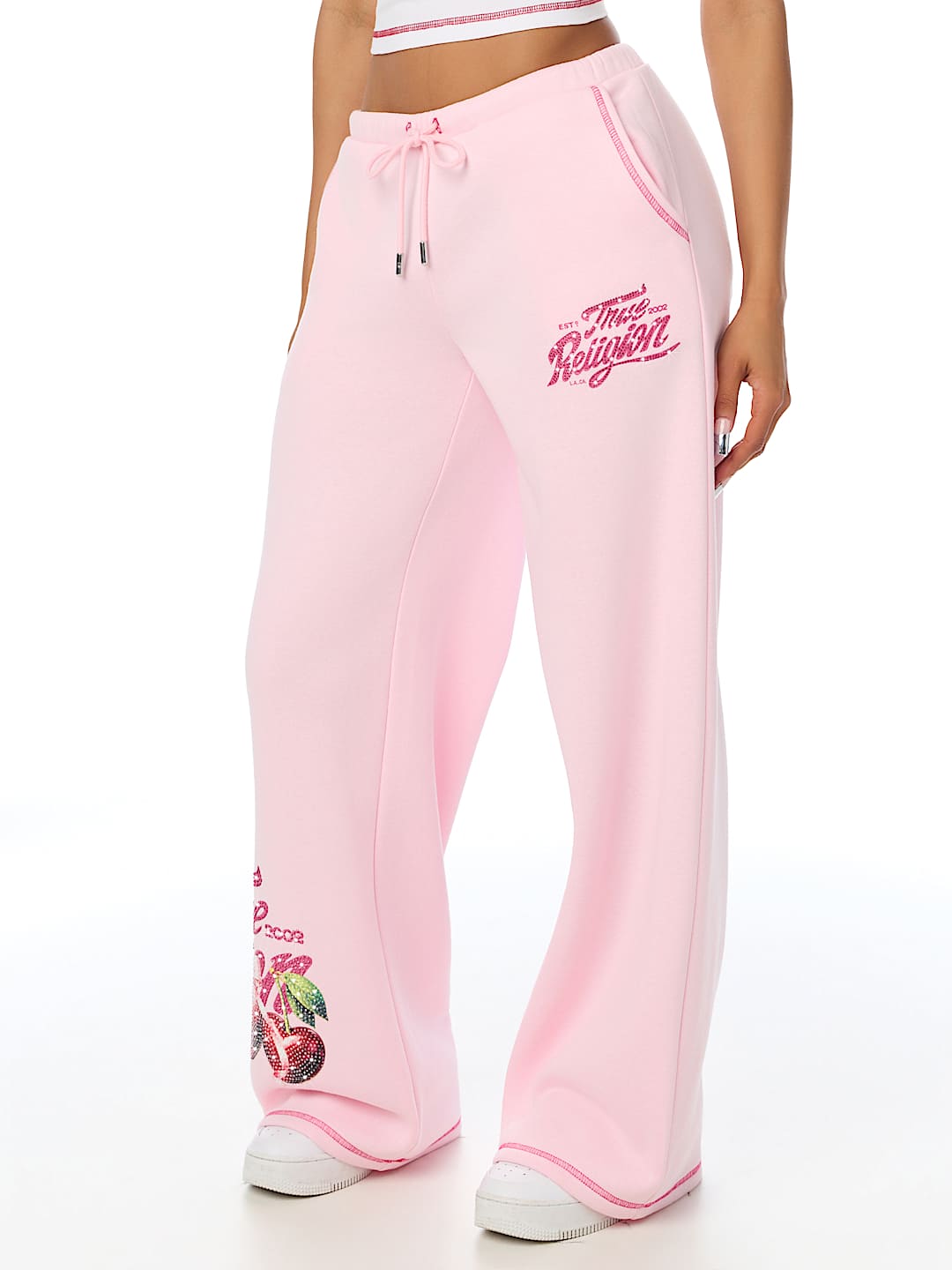 CRYSTAL CHERRY WIDE LEG SWEATPANT