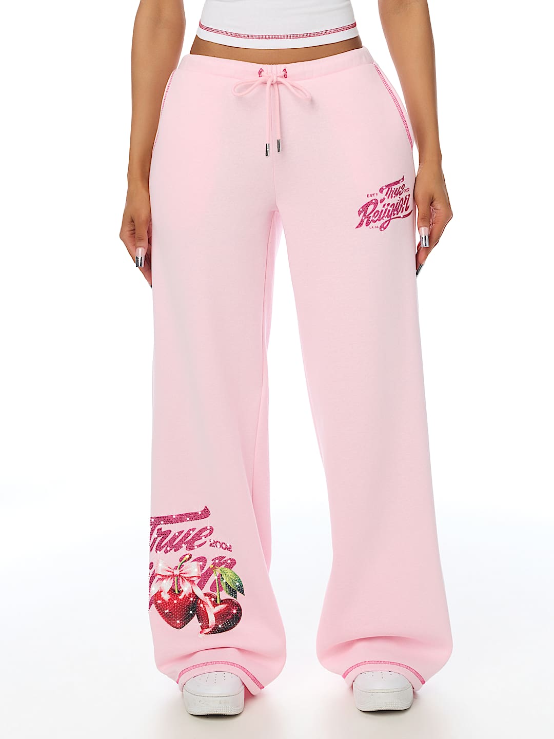 CRYSTAL CHERRY WIDE LEG SWEATPANT