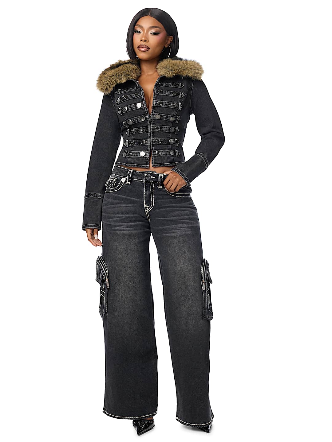 MADDIE MID RISE WING SUPER T CARGO SUPER BAGGY JEAN