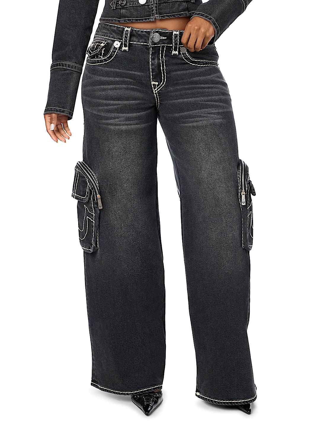 MADDIE MID RISE WING SUPER T CARGO SUPER BAGGY JEAN
