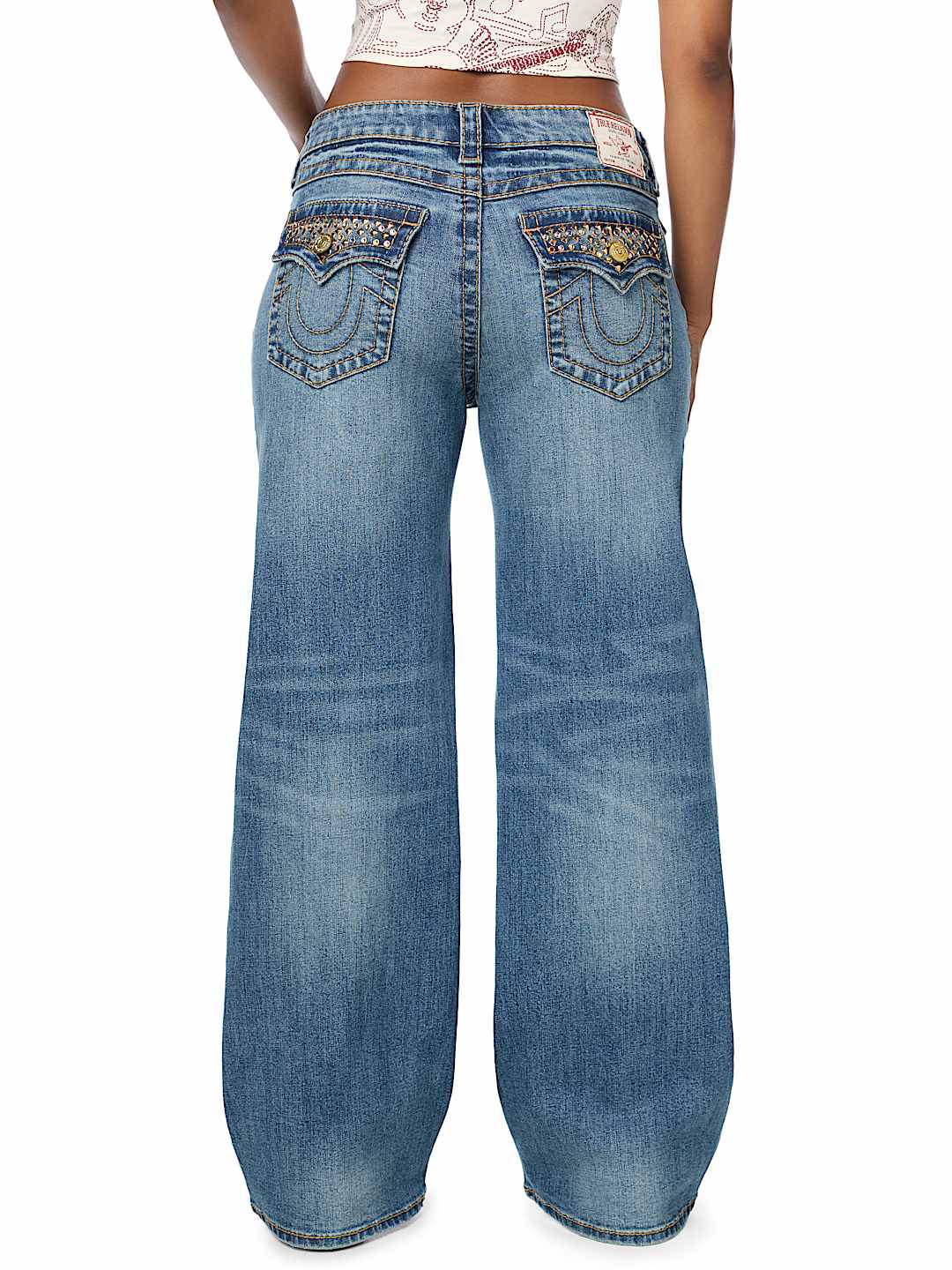 BOBBI MID RISE BIG T CRYSTAL FLAP BAGGY JEAN