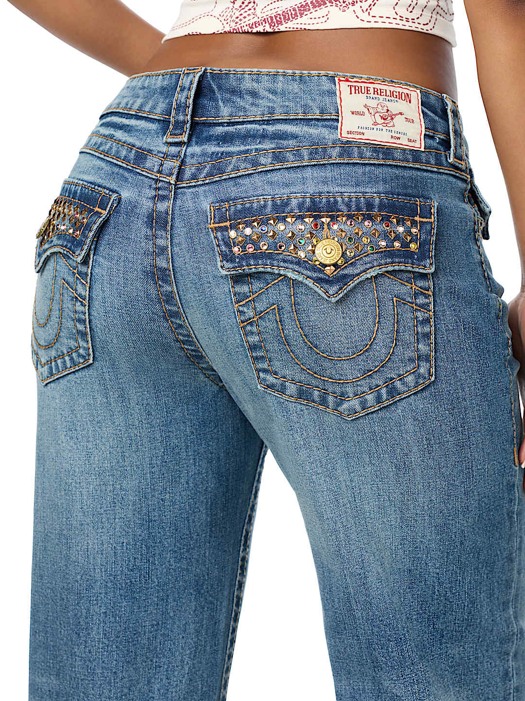 BOBBI MID RISE BIG T CRYSTAL FLAP BAGGY JEAN